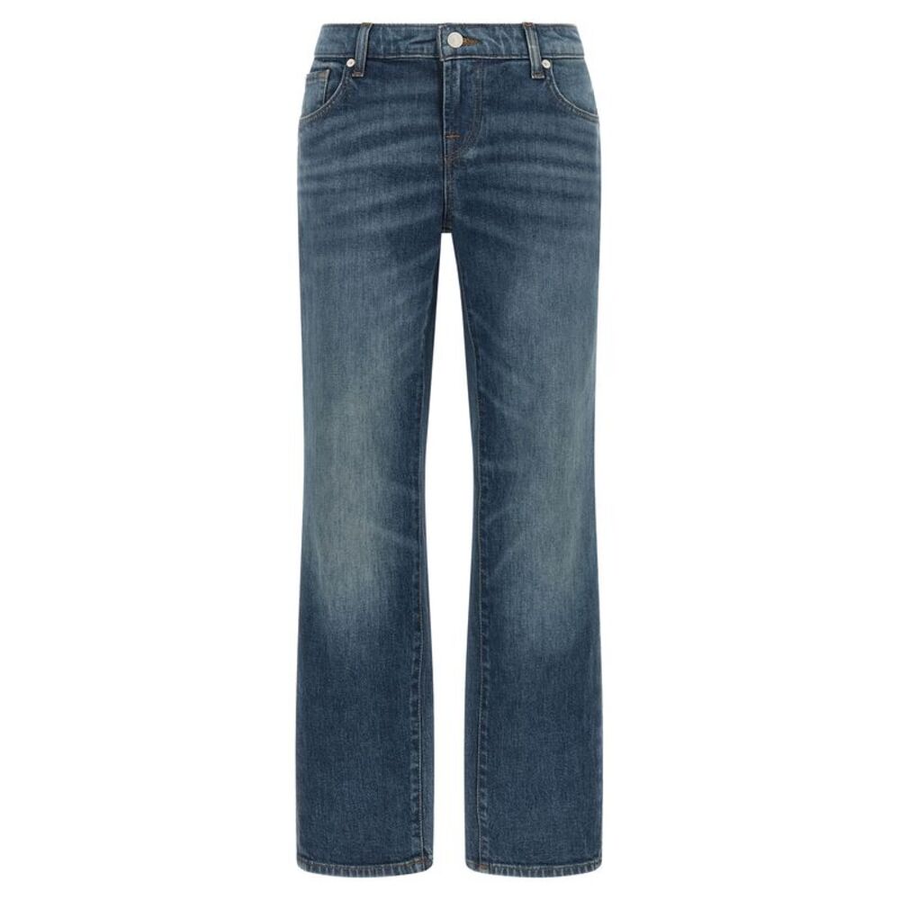 7 For All Mankind Blue Cotton Tapered Women's Jeans